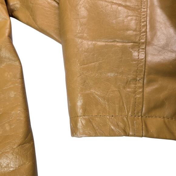 Vintage Mens Leather Coat Size XXL Tan Brown Button Front Travelers - Picture 6 of 11